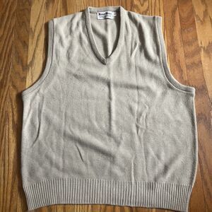 Vtg 60s ILGWU AFL-CIO Union Robert Bruce Supreme Orlon Beige Sweater Vest Size M